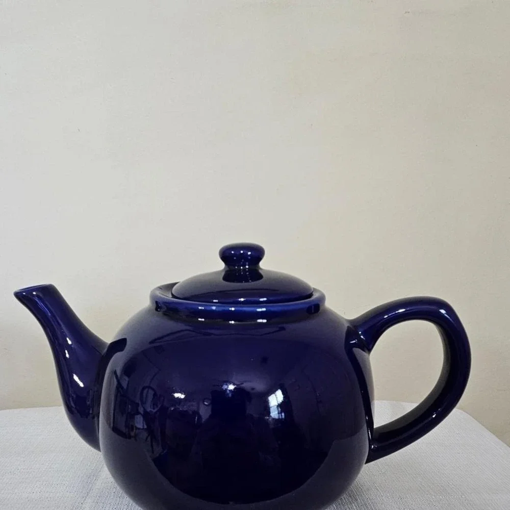Vintage Cobalt Blue Ceramic Teapot